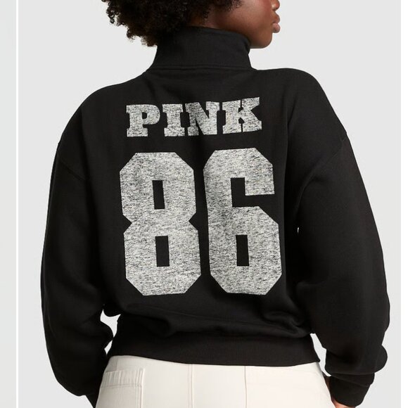 PINK Victoria's Secret Ivy Fleece Quarter Zip Sweatshirt - XL - NWT - Picture 1 of 6